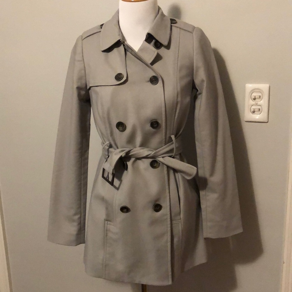 Dove grey lined trench